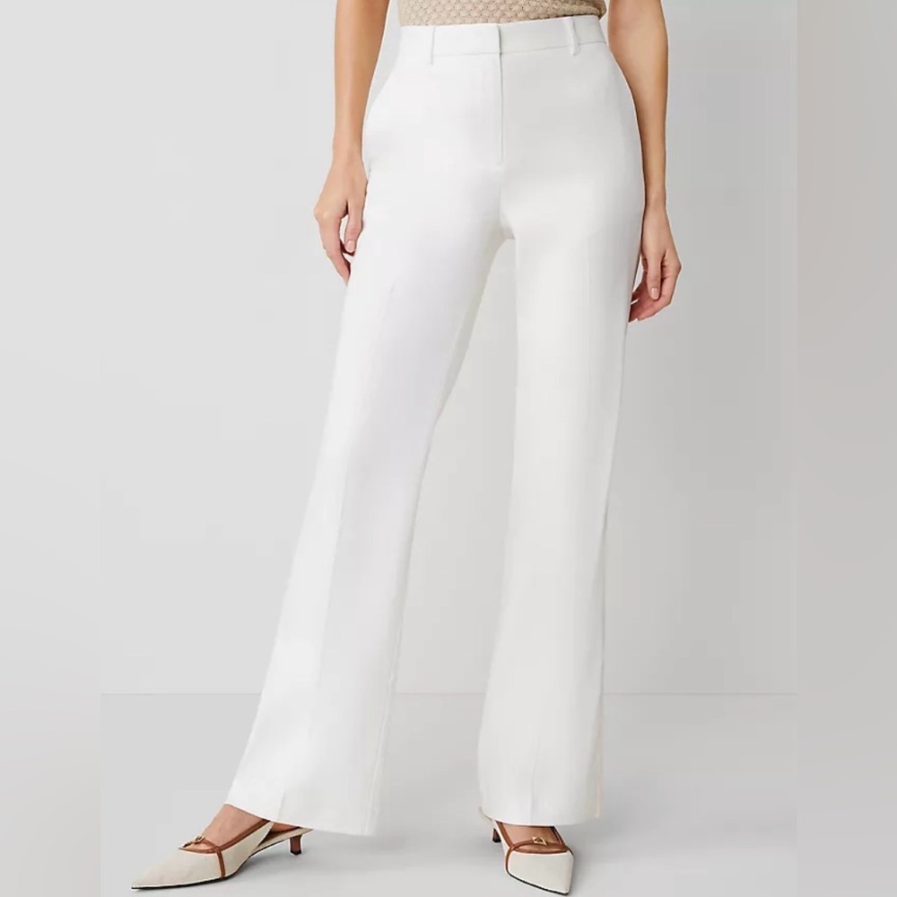 Ann Taylor Cotton/Spandex Tailored Straight Leg Trousers